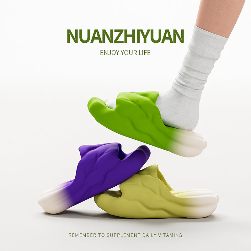 Creative cartoon cabbage slippers women's summer indoor home eva soft sole non-slip outdoor wearable couple's sandals