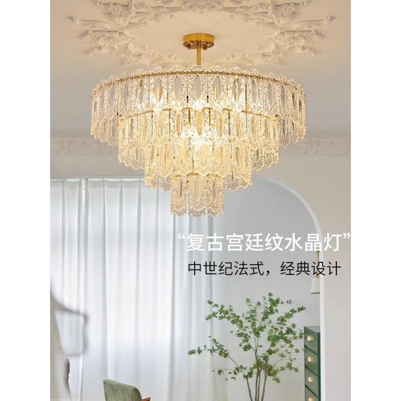 Living room chandelier French simple crystal chandelier dining room master bedroom lighting combination light luxury living room main light 1