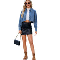 Ebay fashion cross-border export women's clothing  independent station spring new style washed denim thin outwear tops trendy
