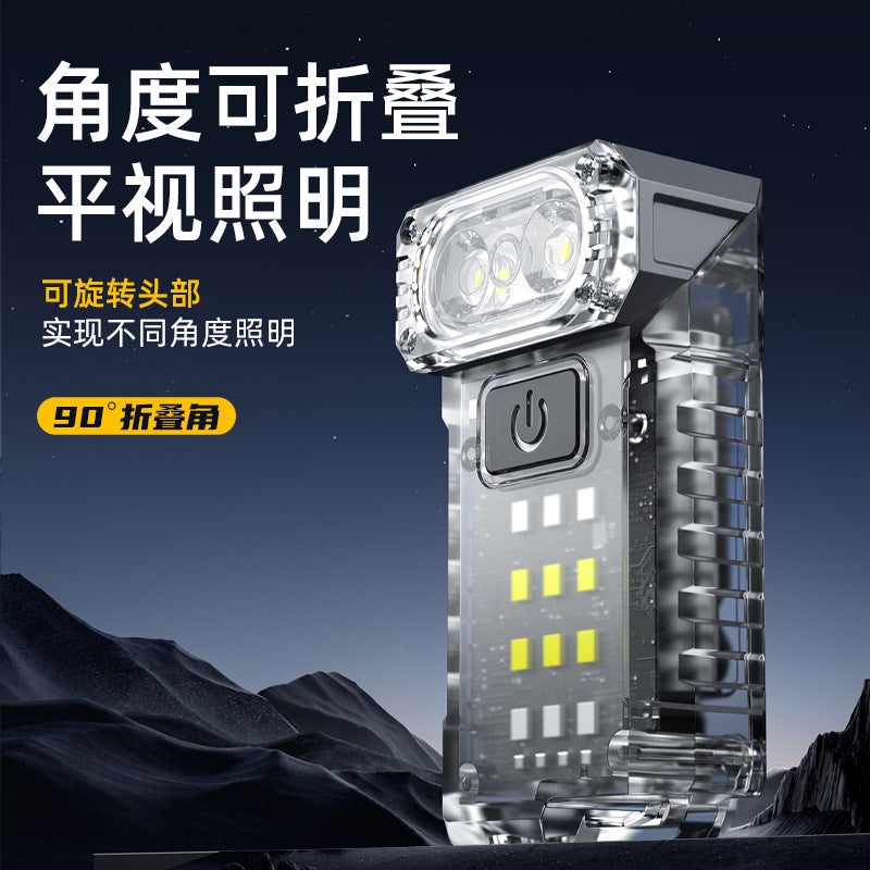 Cross-border new mini flashlight Type-C charging magnetic suction pen holder multi-function UV purple LED work light