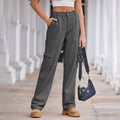 spring european and american cross-border e-commerce women's fashion  new washed semi-elastic waist denim cargo pants
