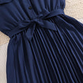 European and american style girls' dress -  spring/summer new collection - kids' elegant preppy sleeveless pleated tank dress with cinched waist