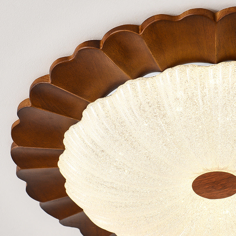 Wabi silent wind bedroom ceiling light walnut pattern retro wind bedroom ceiling light medieval master bedroom light minimalist study light