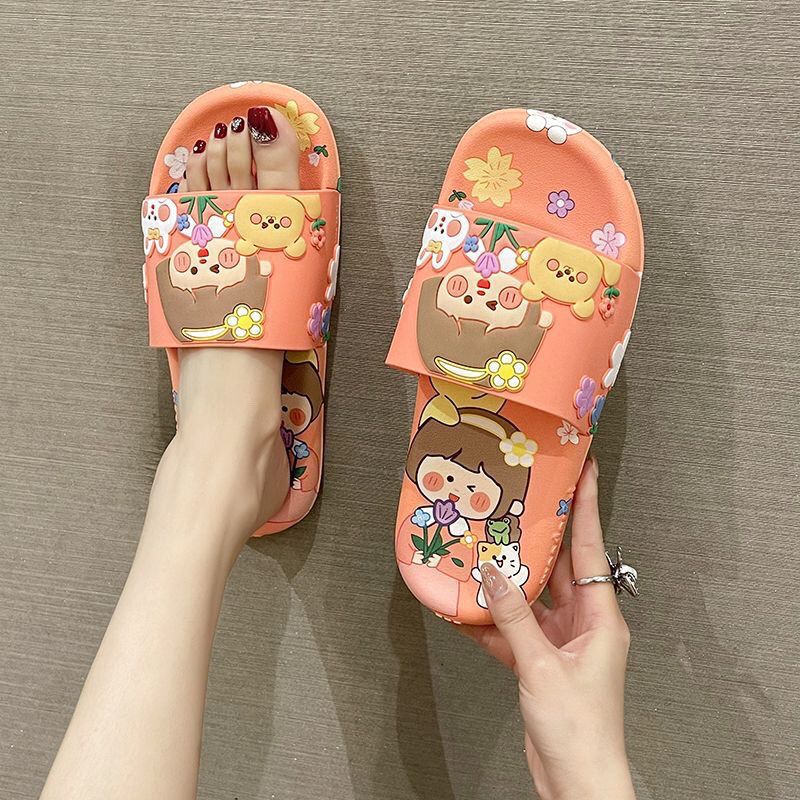 2025 new women's summer slippers - cute cartoon design, outdoor wear, bathroom, home, bath, non-slip, indoor house slippers