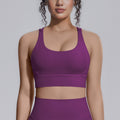 New nylon spandex sports bra - racerback, cross-back, compression yoga top - shockproof, barely-there feel, fitness tank top