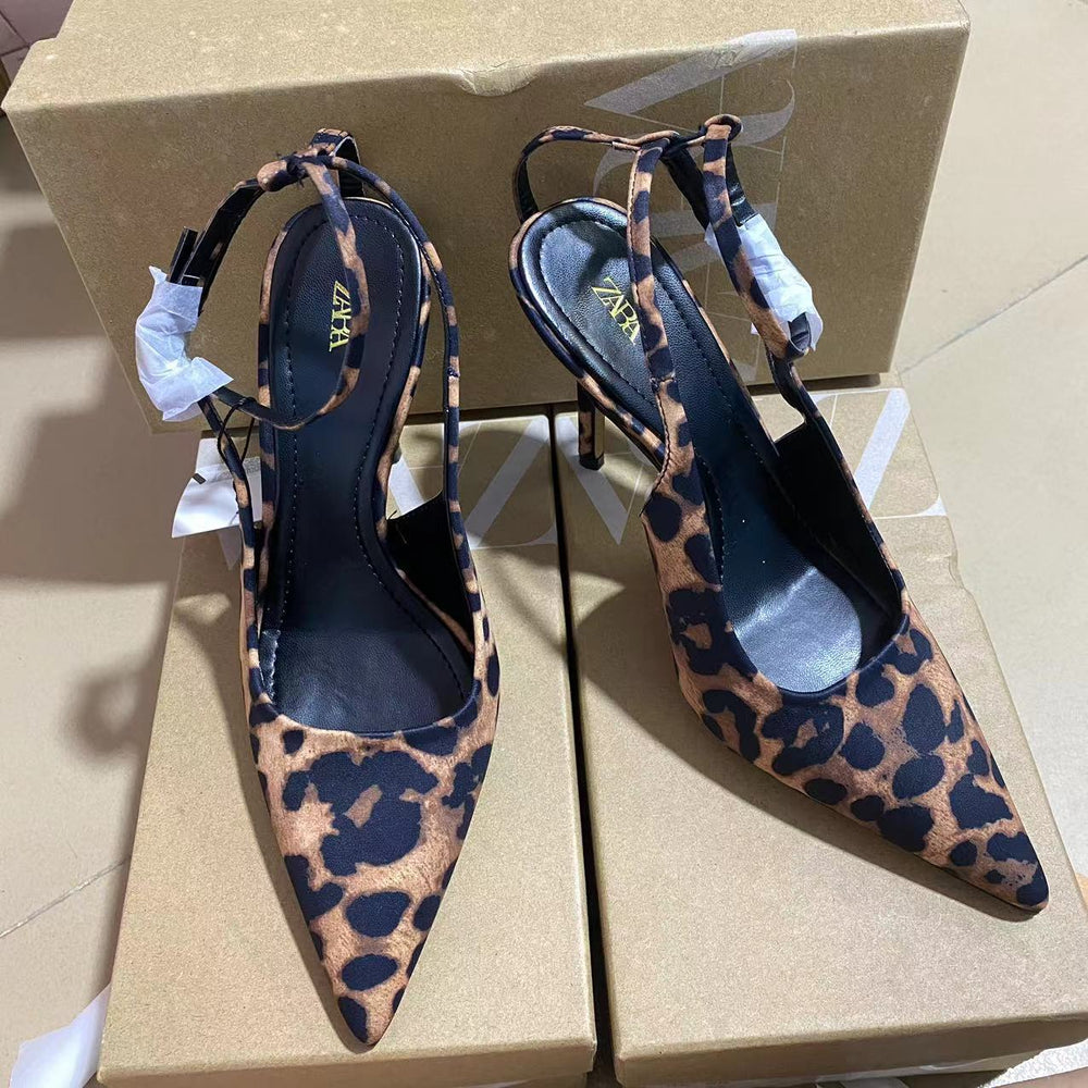 High-quality 2024 spring/summer new arrivals: yangshulin pointed-toe flat loafers for women, vintage mules with genuine leather soles and leopard print