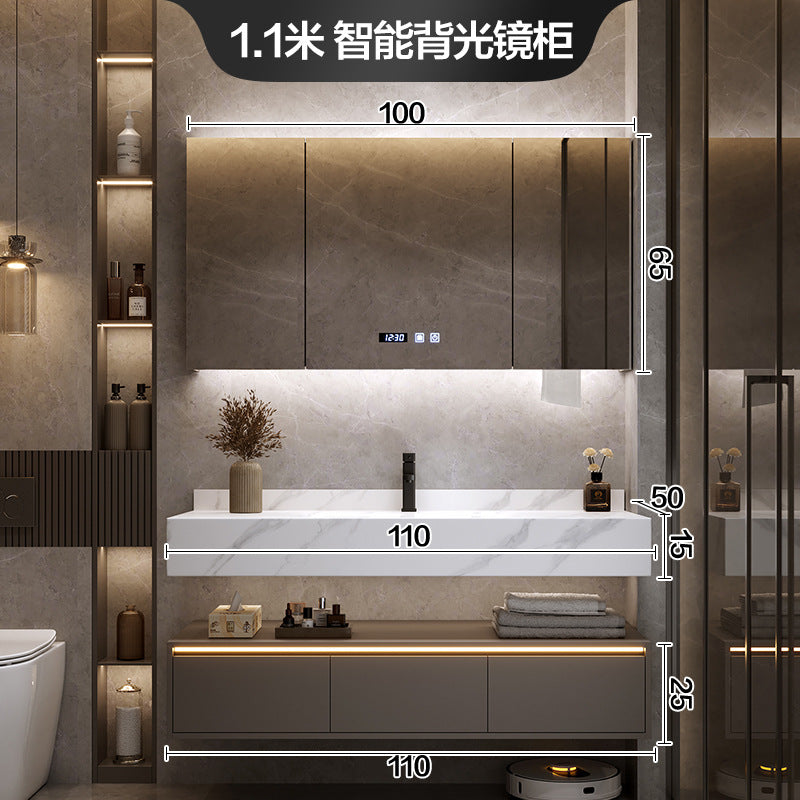 [Spot] Multifunctional storage rack, rock slab hot bending integrated basin, bathroom, washstand, face wash, bathroom cabinet combination