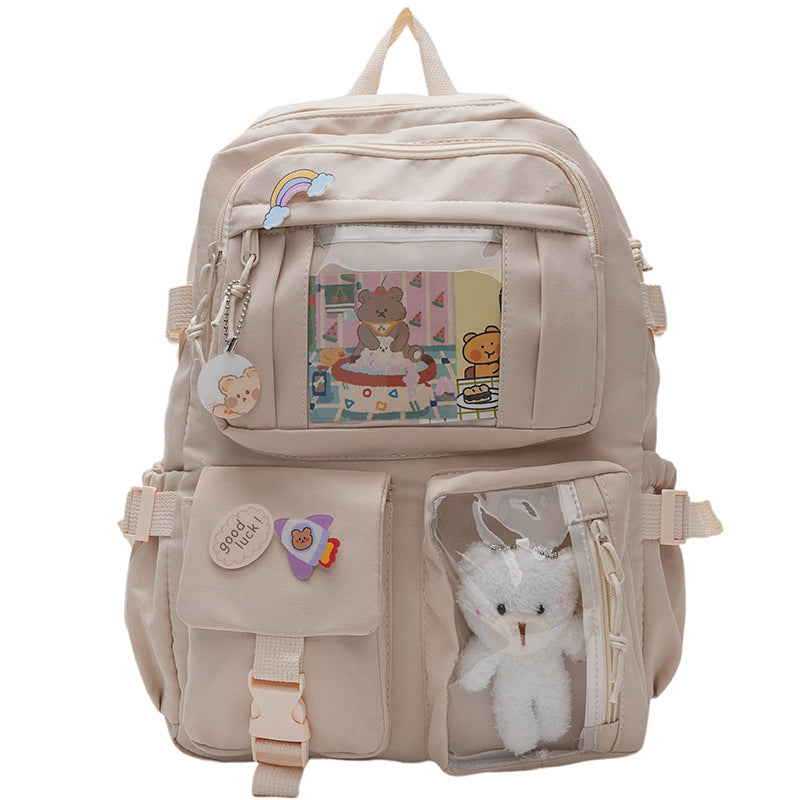 Korean version of fresh and cute junior high school backpack women's large-capacity leisure primary school schoolbag light storage campus backpack