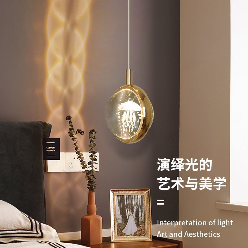 new luxury crystal ball bedside chandelier - trending bedroom, dining room, creative art bar, and cafe lighting