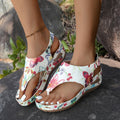 plus size women's herringbone sandals  new style ethnic style embroidered flower back strap wedge sandals for women wholesale