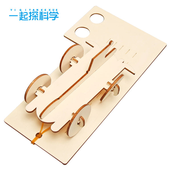 Scientific small production DIY rubber band elastic car Children's science experiment teaching aids Homemade ejection car Wholesale