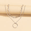Wholesale women's necklace accessories - european & american style, autumn/winter sweater chains, unique silver-plated circle & chunky chain layering necklaces, choker necklaces