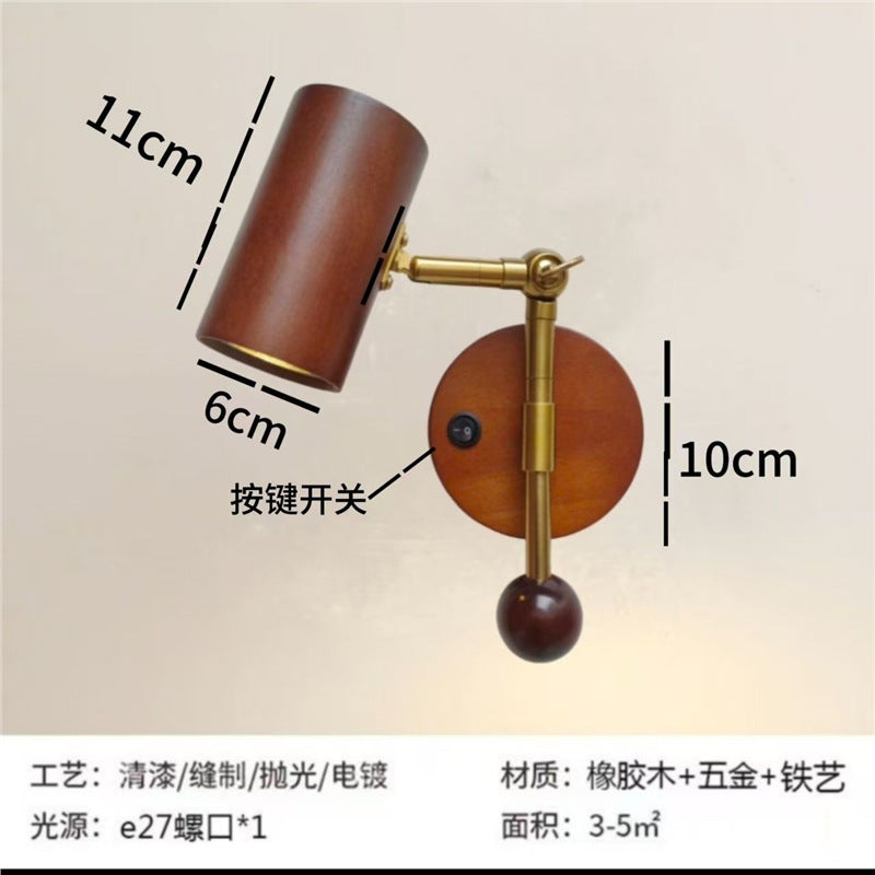New nordic rotating bedside wall lamp - minimalist retro reading light for home stays, studies, bedrooms, and background walls