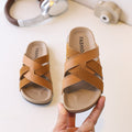 Ready-to-ship boys' soft cork fashion sandals, kids' sandals, flip-flops, flat closed-toe slides, slip-on mules