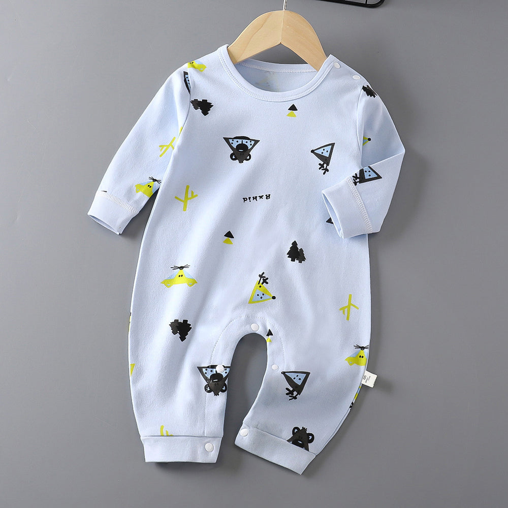 Baby long sleeves bag butt pure cotton breathable male and female baby spring & fall summer jumpsuit small monthly long climbing hoodie