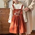 hot-selling pastoral style girls' floral round neck top + embroidered suspender dress - cross-border exclusive