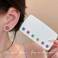 Colorful small flower exquisite ear bone nails for women, suitable for summer earrings, summer dopamine double ear piercing earrings