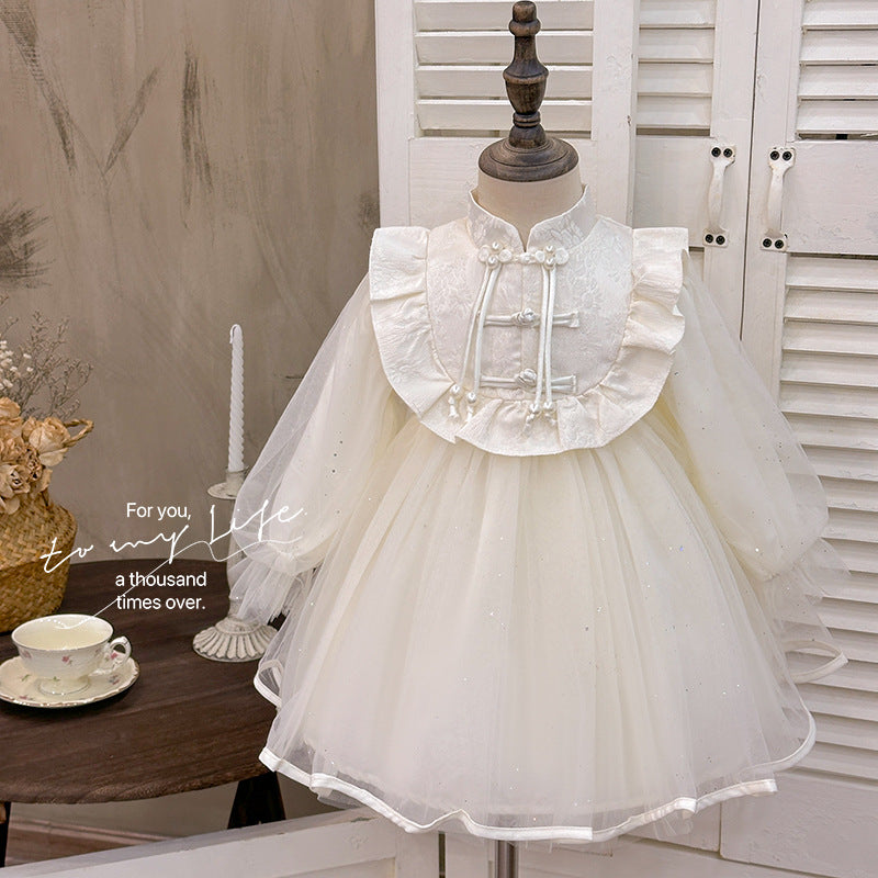 Girls' dress  spring new arrival: ethereal, new chinese style, little girl's birthday dress, tutu skirt, princess dress, trendy