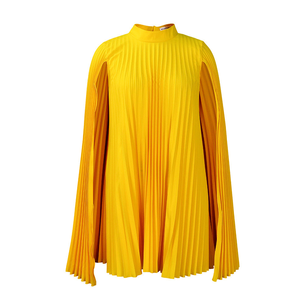 C8546 european and american women's clothing  new fashion elegant cape loose pleated plus size african dress