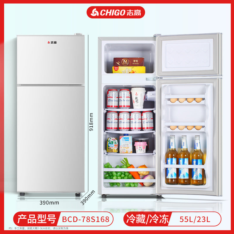 Chigo refrigerator double door refrigeration and freezing dormitory rental room use first class for home small refrigerator two person refrigerator
