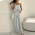 summer new arrivals: cross-border fashion women's clothing - european and american style, trendy vacation-inspired printed ruffle trim casual set