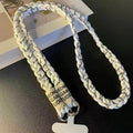 Three-strand braided thickened ponytail long crossbody rope can be carried by men and women outdoor handmade strong cable stitch mobile phone lanyard