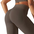 fashion tight seamless knitting hip lifting high waist abdominal pure color yoga pants sports running fitness nine-point pants