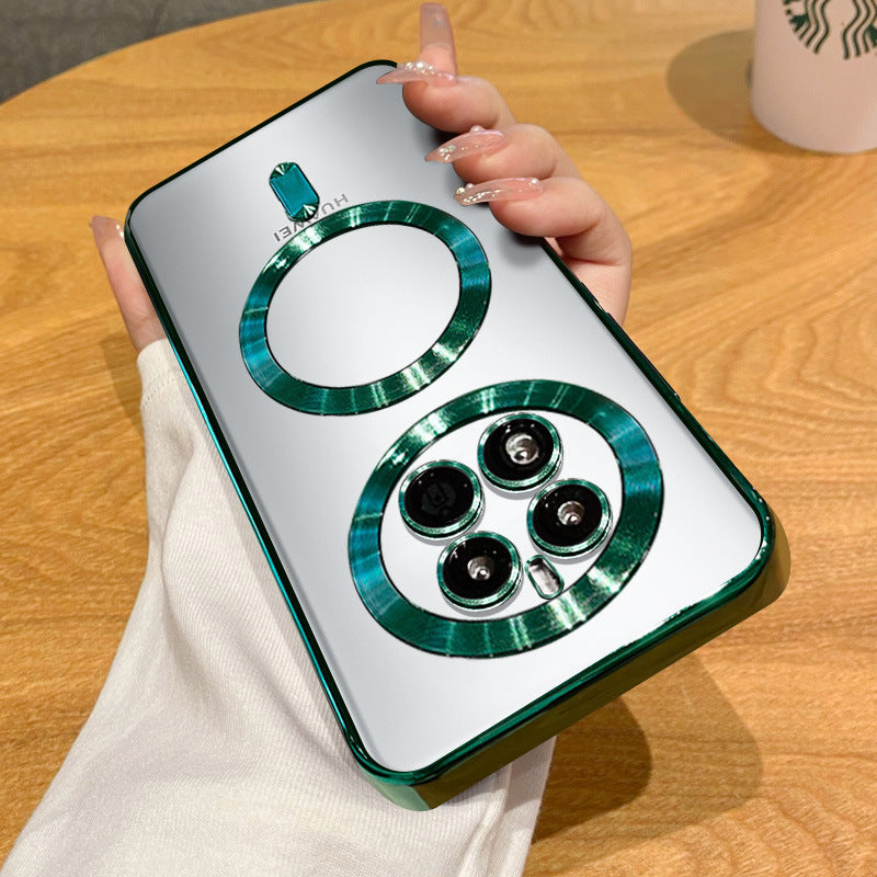 Suitable for huawei pura80pro electroplated cd pattern magnetic phone case mate70pro all-inclusive soft protective case p80