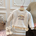 Girls' autumn/winter three-layer quilted padded cotton coat, baby girl long-sleeve sweatshirt, kids' warm top, trendy children's clothing