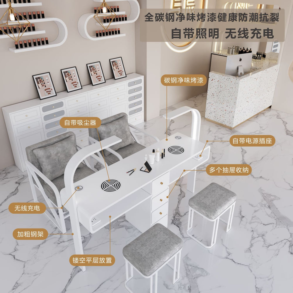 Widened 45cm nail table and chair set - special offer! economical single/double, light luxury, multi-functional, odorless, carbon steel with baked enamel finish