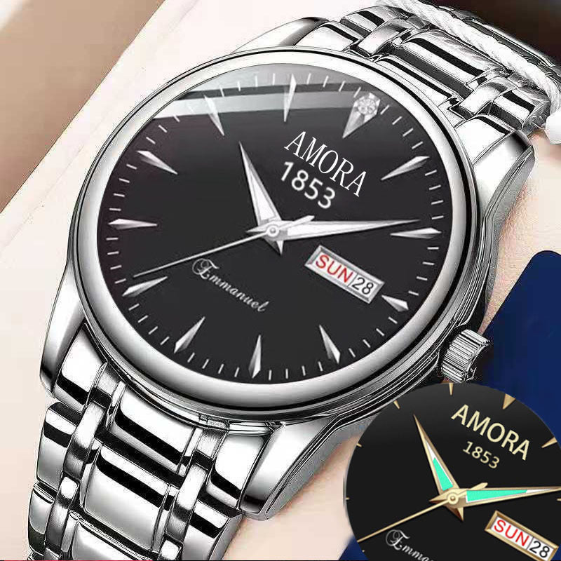 Wholesale amora men's watch - business casual luminous dual calendar non-mechanical casual wristwatch - cross-border waterproof