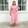spring/summer new arrival:  cross-border chiffon patchwork dress - plus size african women's long dress