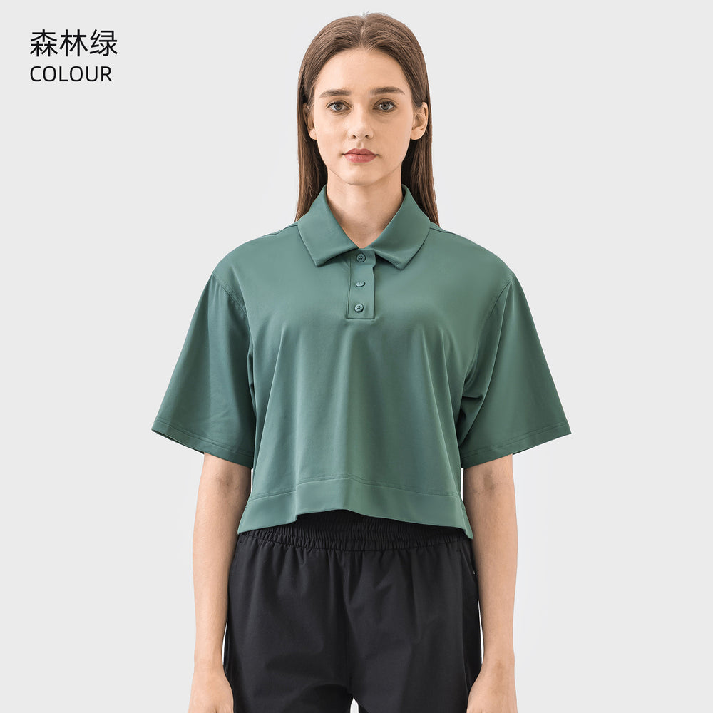 Yoga wear short sleeve loose fitness wear women's sports outdoor running fashioneasiest for match breathable polo shirt dss066