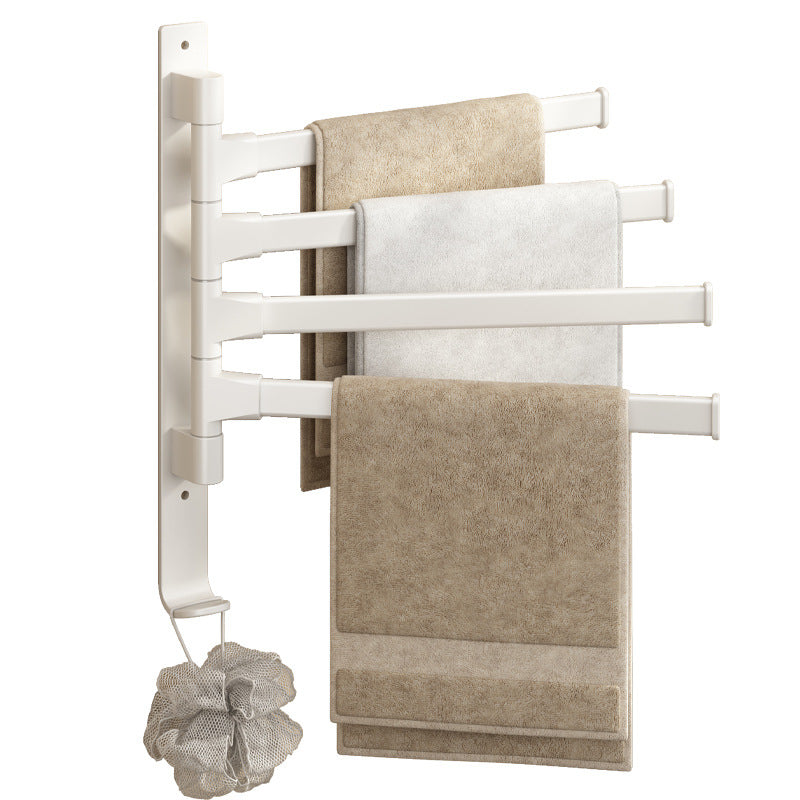 Rotating Towel Rack Toilet No Punching White Wall Hanging Space Aluminum Storage Hanger Towel Bar Bathroom Shelf