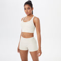 New arrival: barely-there brushed nylon yoga set - criss-cross back sports bra & quick-dry, figure-hugging, butt-lifting workout outfit