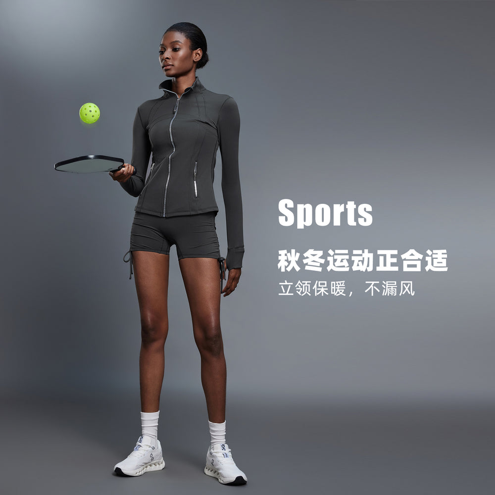 Autumn long-sleeve yoga top - stretchy, slim-fit activewear jacket for women - outdoor cycling, running, and fitness - model d25151
