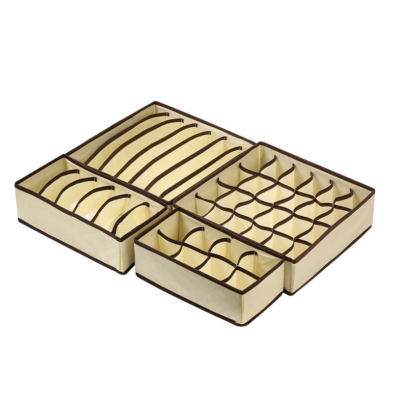 Off-white rose red underwear storage box four-piece set, socks storage fabric bra storage box 6 grids 7 grids 8 grids 24 grids