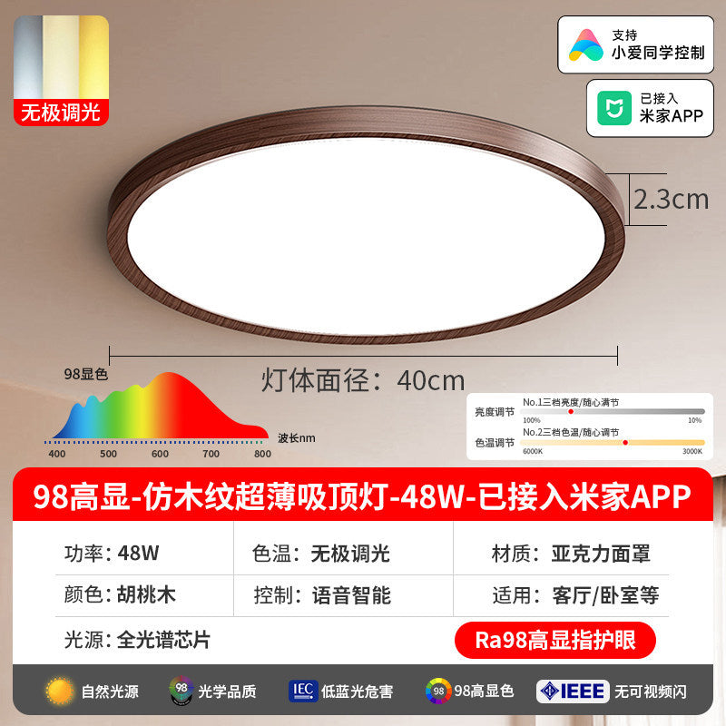 Japanese walnut eye protection ultra-thin bedroom ceiling lamp wabi-sabi style simple scandinavian balcony aisle room study lamp