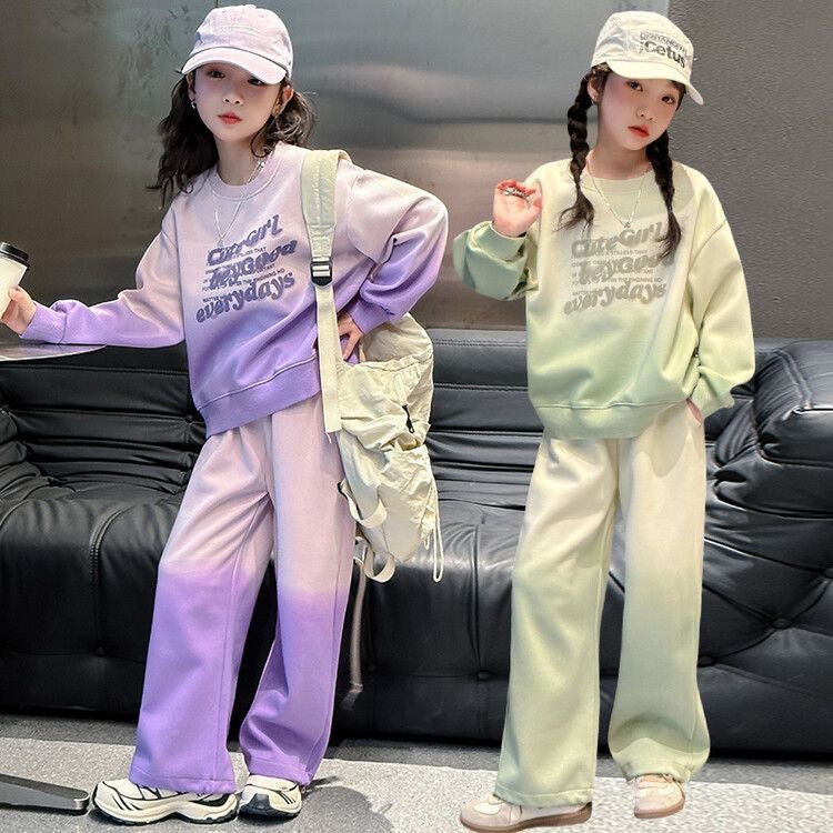 Girls' fall outfit : stylish new autumn collection for kids - trendy activewear tracksuit set for older girls, perfect for spring and autumn