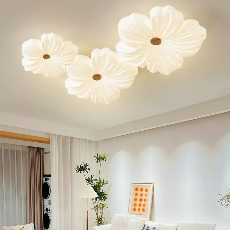 Flower living room light ceiling light cream wind petal master bedroom light warm children's room dining room lighting modern and simple