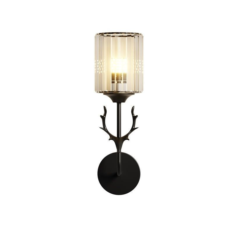 Home crystal wall lamp bedroom antler bedside lamp modern minimalist light luxury creative living room background wall corridor lamp