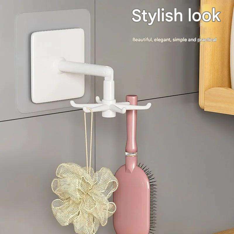 Six-claw rotatable hook, hexagonal sticky hook, strong wall-mounted spoon holder, multi-functional for home kitchen storage