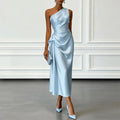 european and american cross-border women's fashion: new high-end, light luxury, pleated, waist-cinching evening gown dress for women