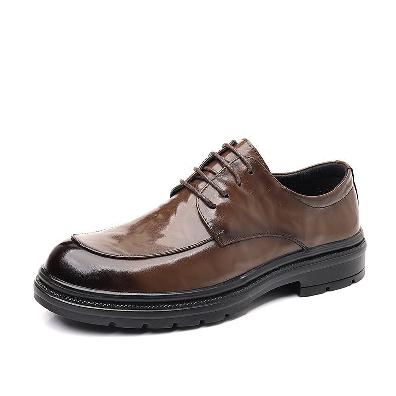 Genuine leather men's dress shoes - business casual, soft sole, soft upper, new formal shoes for work, everyday wear, groom, and wedding