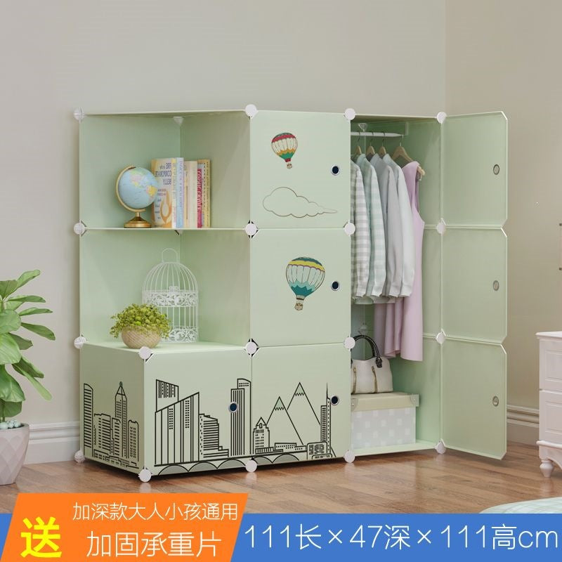 Simple wardrobe for home bedroom cabinet rental house simple folding assembly dormitory reinforced baby kids wardrobe cupboard