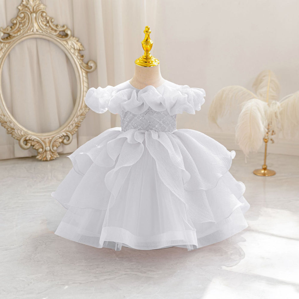 New in stock: toddler formal dress - off-the-shoulder bubble wedding dress, princess gown for baby girls, birthday dress