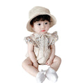 Infant and toddler summer lightweight romper, stylish floral print flutter-sleeve onesie for both boys and girls, perfect for outings – fashionable open-back design