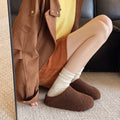 New arrival lambswool slippers for women outwearthick solepetitesheel toe kick plus fleece-linedheattechcouple cotton slippers