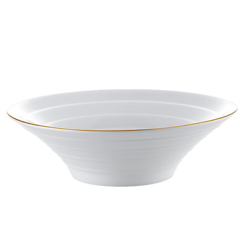 Restaurant gold thread thickened pure white japanese stylefor home thread double line horn hat ramen large soup noodle bowl can be added with word mark
