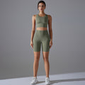 New high-waisted, butt-lifting, antibacterial yoga shorts - barely-there feel, sports bra, and quick-dry running & yoga set for women